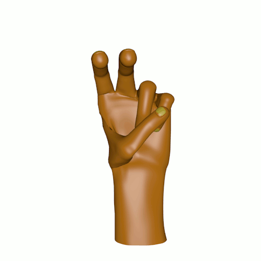 Three dimensional animation of the [vce] handshape.